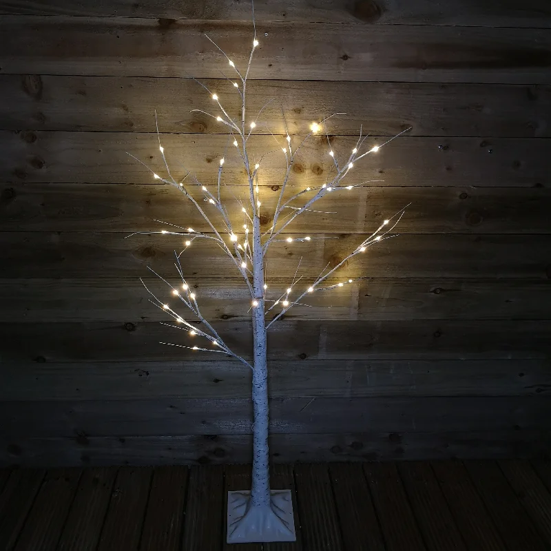 1.5m (5ft) Indoor Outdoor Christmas Lit Birch Tree with 64 Warm White LEDs