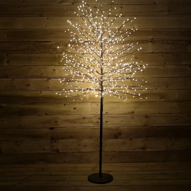 1.8m 6ft Outdoor Black Micro Dot Christmas Blossom Tree with 900 Warm White LED