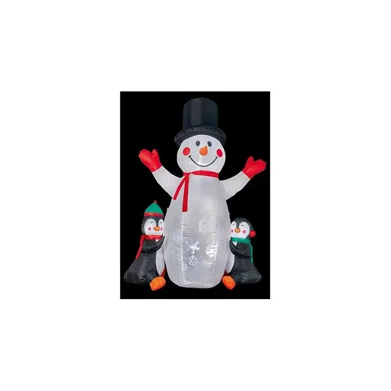 1.8m Inflatable Snowman and Penguins with Projector