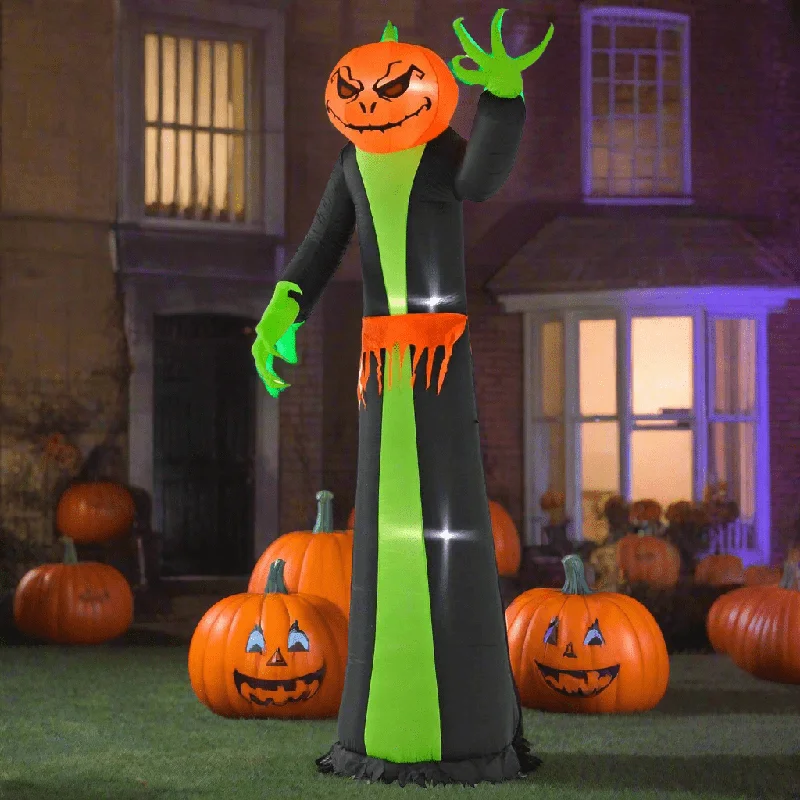 12ft LED Inflatable Pumpkin Monster Green Halloween Decoration