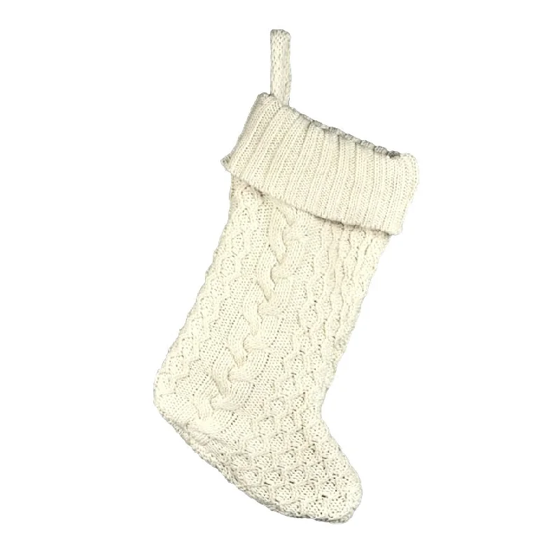 Cream Cable Knit Christmas Stocking