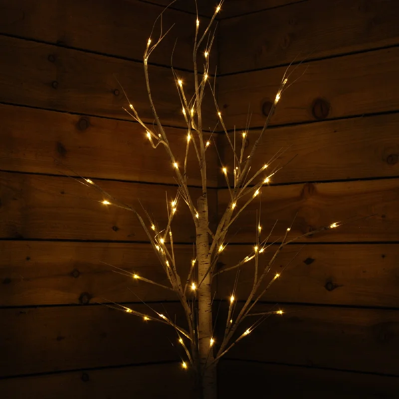 2.4m (8ft) Indoor Outdoor Christmas Lit Birch Tree with 136 Warm White LEDs