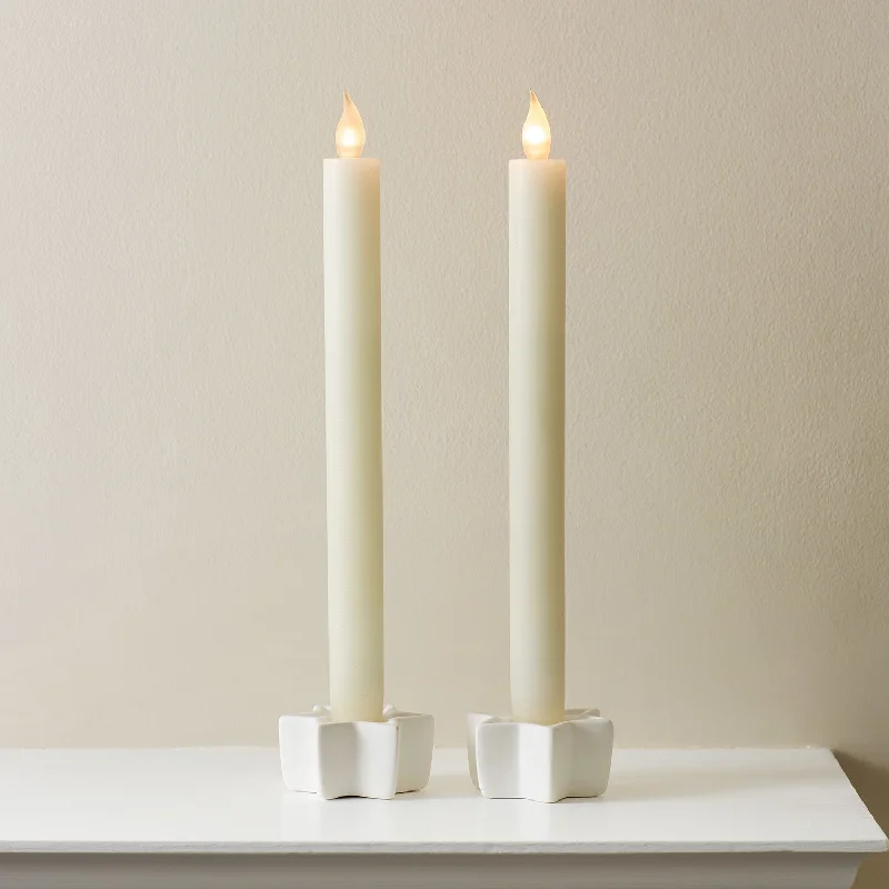 2 Ivory LED Taper Candles