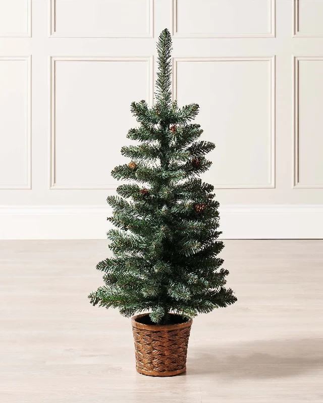 Potted Craford Blue Pine Decorated Christmas Tree, 3 ft