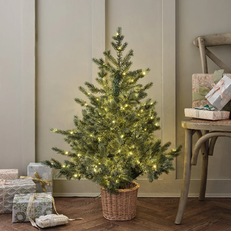 90cm Dual Colour Pre Lit Potted Christmas Tree