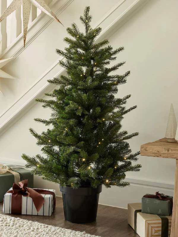 4ft Pre-lit Grand Fir Indoor/Outdoor Potted Artificial Christmas Tree