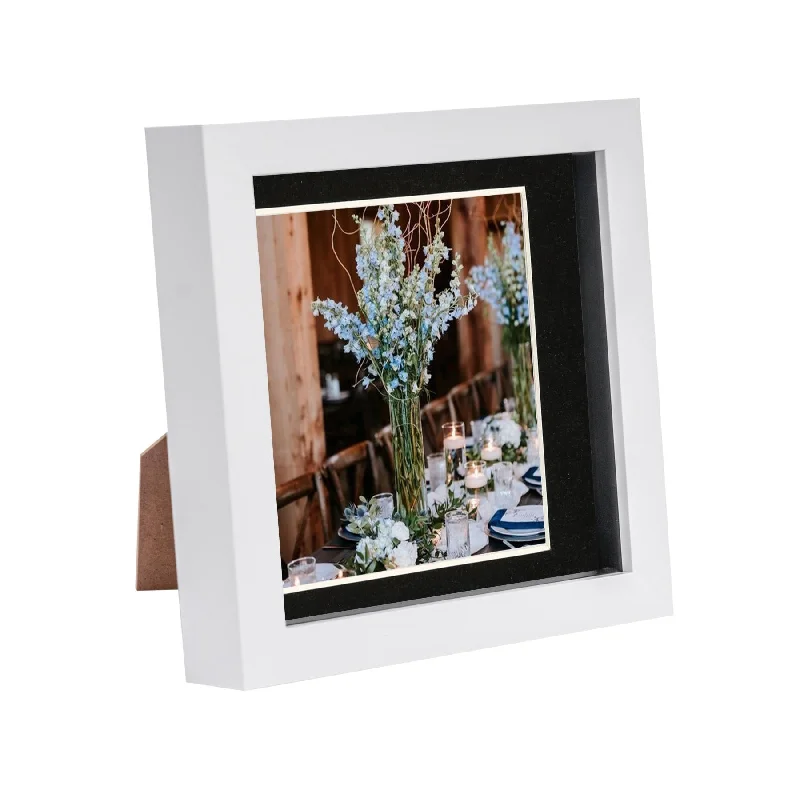 6" x 6" White 3D Box Photo Frame - with 4" x 4" Mount - By Nicola Spring