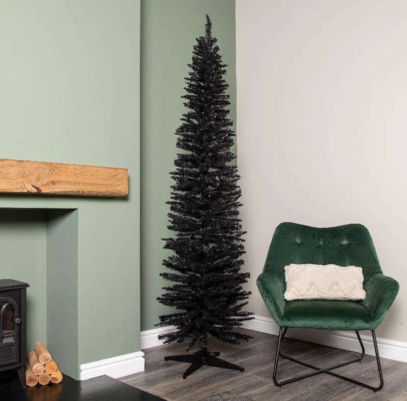 7ft (2.1m) Black Pencil Pine Artificial Christmas Tree with 401 Tips