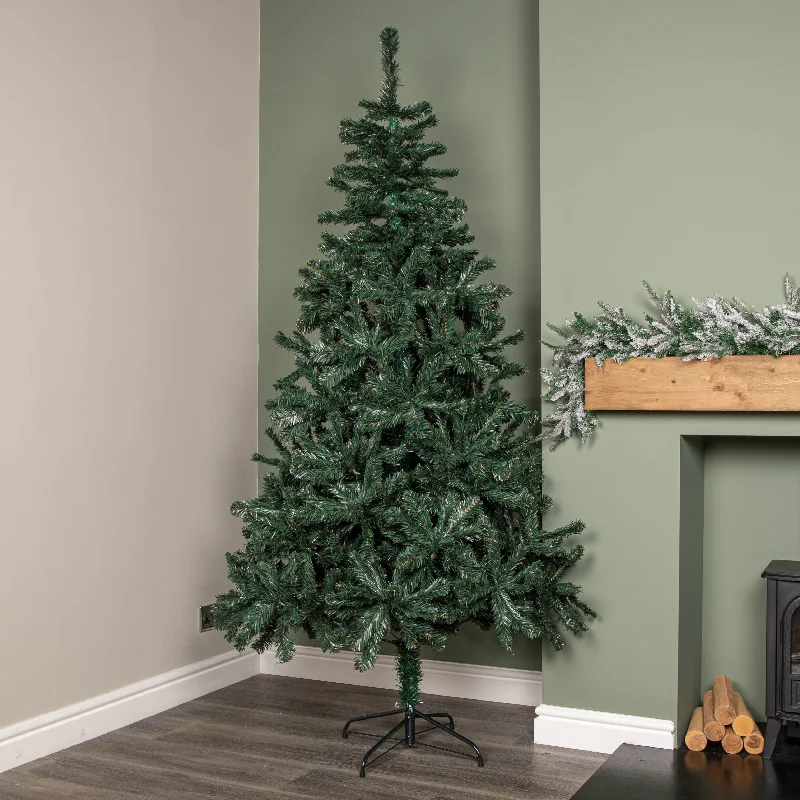 7ft (2.1m) Green Artificial Christmas Tree with Green Metal Stand and 743 Tips