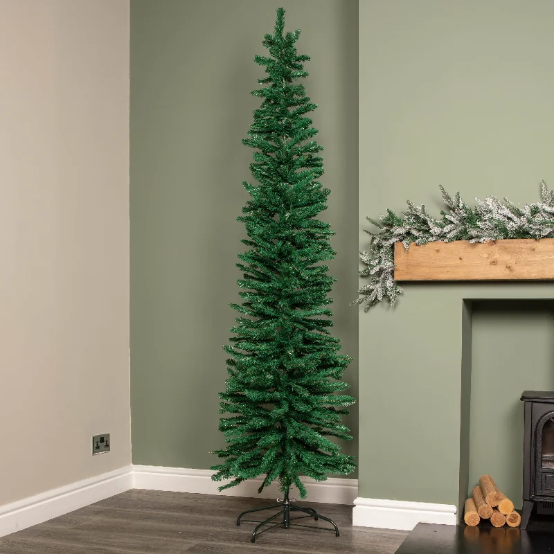 7ft (2.1m) Green Artificial Pencil Christmas Tree With Green Metal Stand and 401 Tips