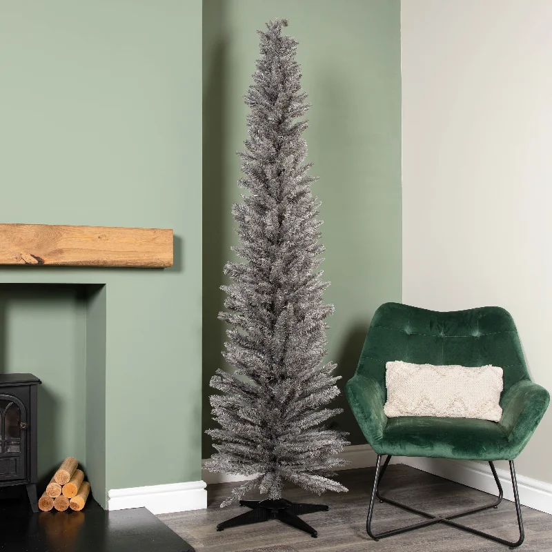 7ft (2.1m) Grey Pencil Pine Artificial Christmas Tree with 401 Tips