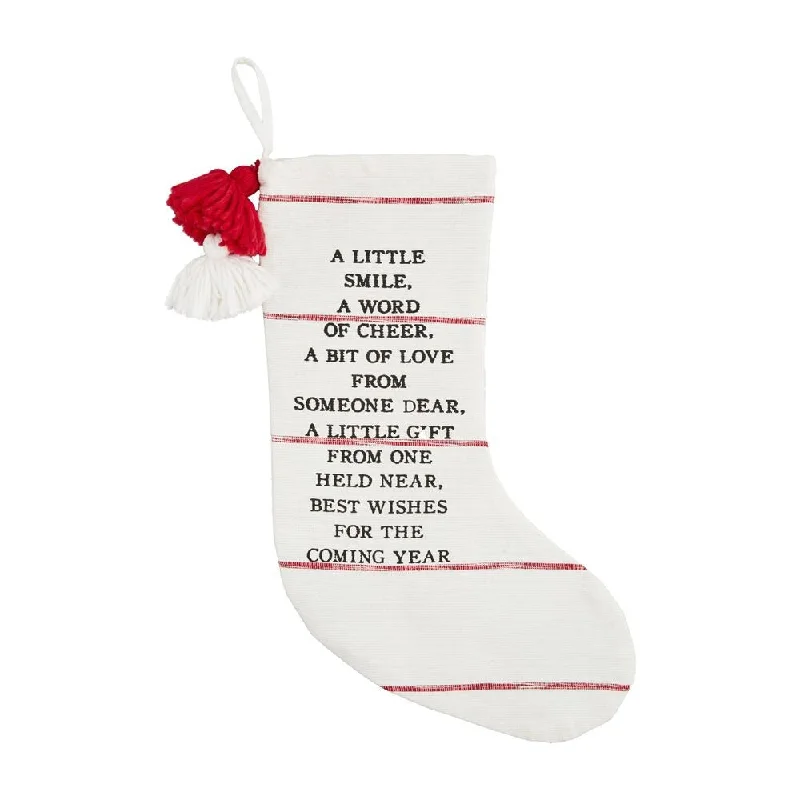 "A Little Smile" Red and White Cotton Christmas Stocking