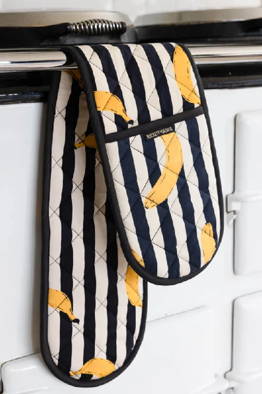 Banana Black & White Stripe Oven Gloves