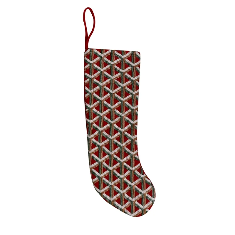 Beaded Plaid Christmas Stocking