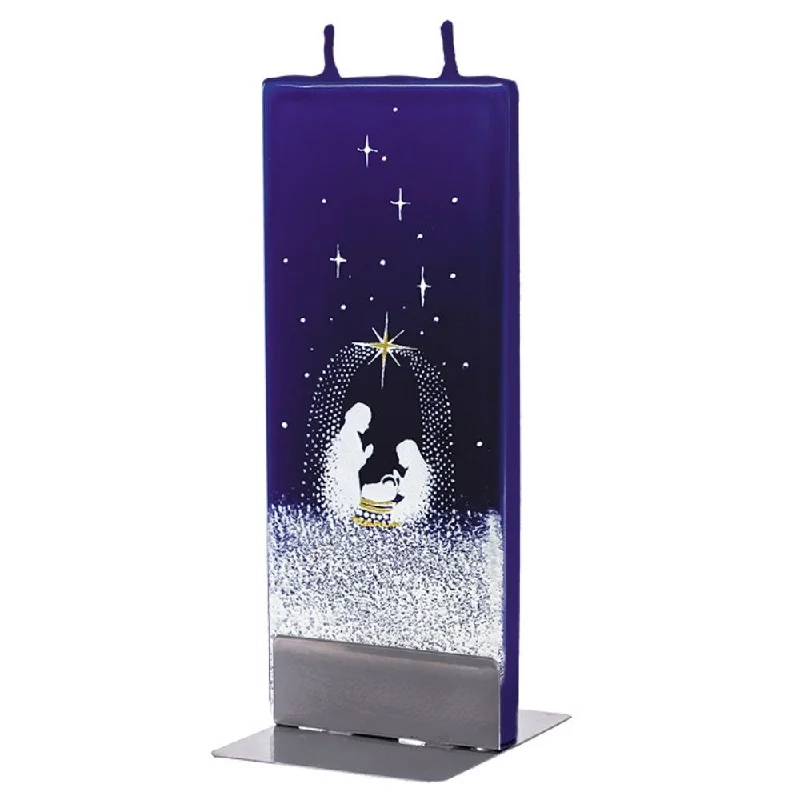 Blue Nativity Scene Candle