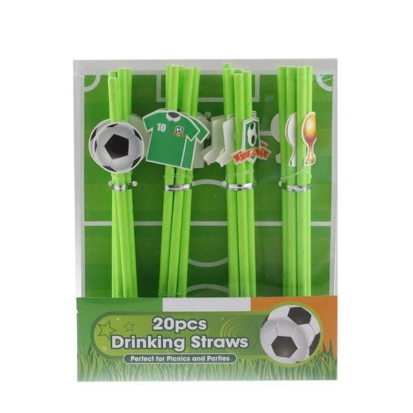 Drinking Straws Football 20 Pk