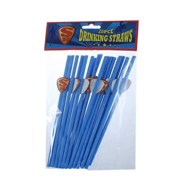 Drinking Straws Super Hero 20 Pk