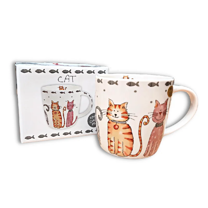 Faithful Friends Cartoon Cats Fine China Mug In A Gift Box