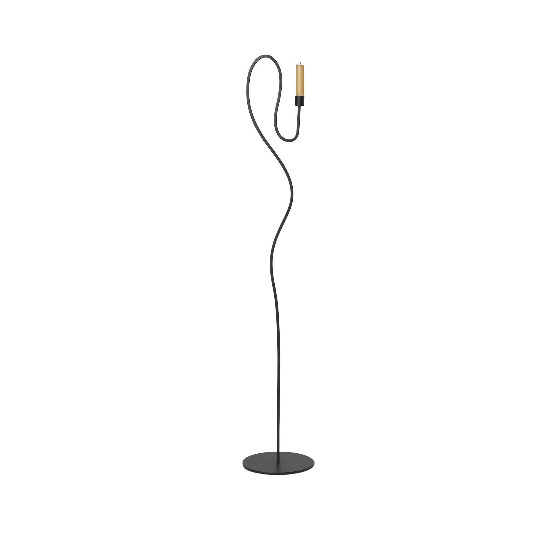 ferm Living Valse Floor Candle Holder in Black Iron