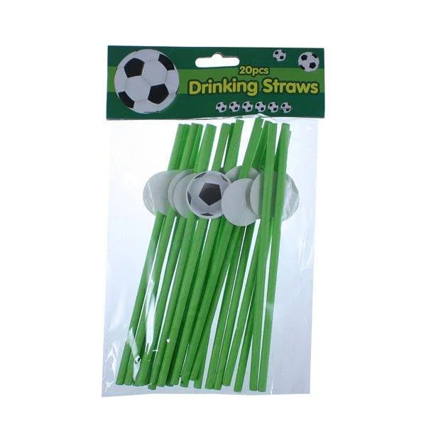 Football Design Drinking Straws – 20 Pk