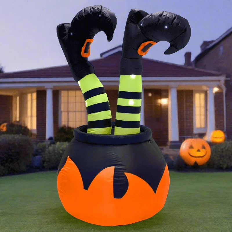 Giant 6ft Cauldron and Witches Legs Light Up Inflatable Halloween Outdoor Decoration