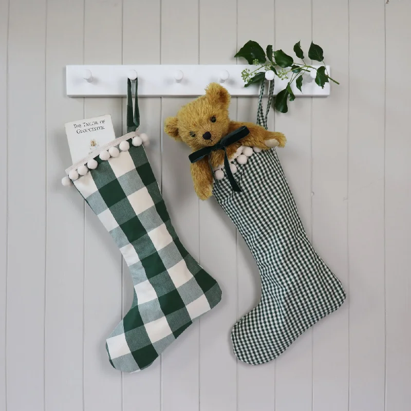 Christmas Stocking GREEN GINGHAM CHECKS