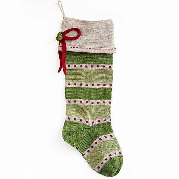 Green Stripe Stocking with Bow