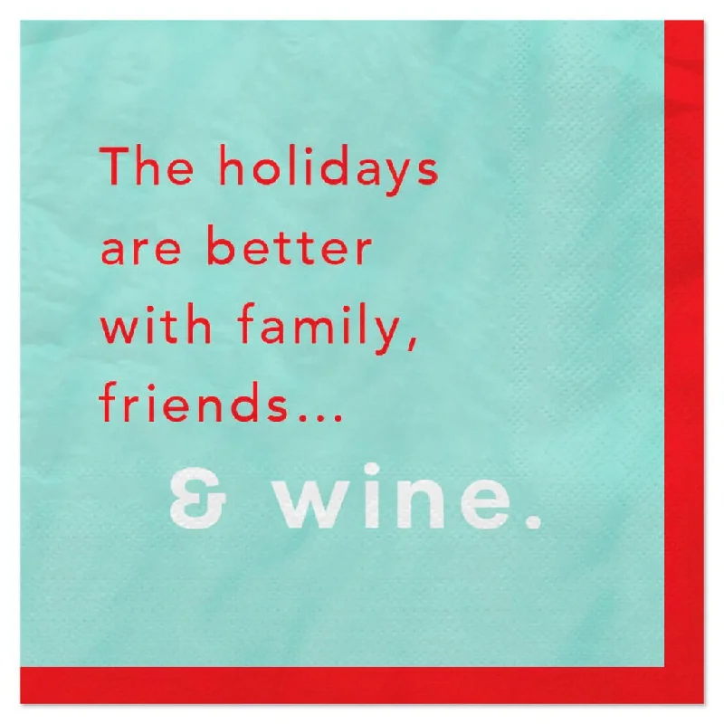 Hallmark : Family, Friends & Wine Holiday Cocktail Napkins, Pack of 20