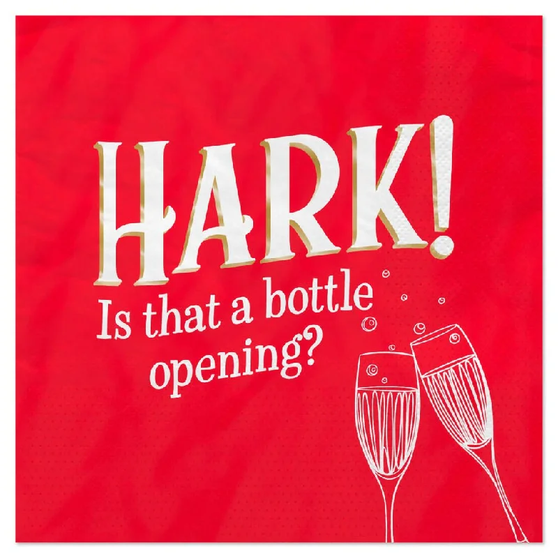 Hallmark : "Hark!" on Red Holiday Cocktail Napkins, Pack of 20