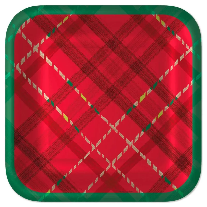 Hallmark : Holiday Plaid Dinner Plates, Pack of 8