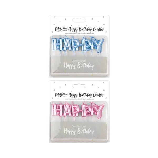 Happy Birthday Candles Bright Metallic