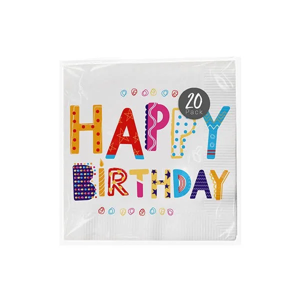 Happy Birthday Paper Napkins 20 Pack