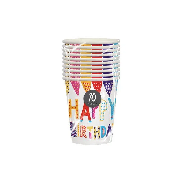 Happy Birthday Party Cups 10 Pack