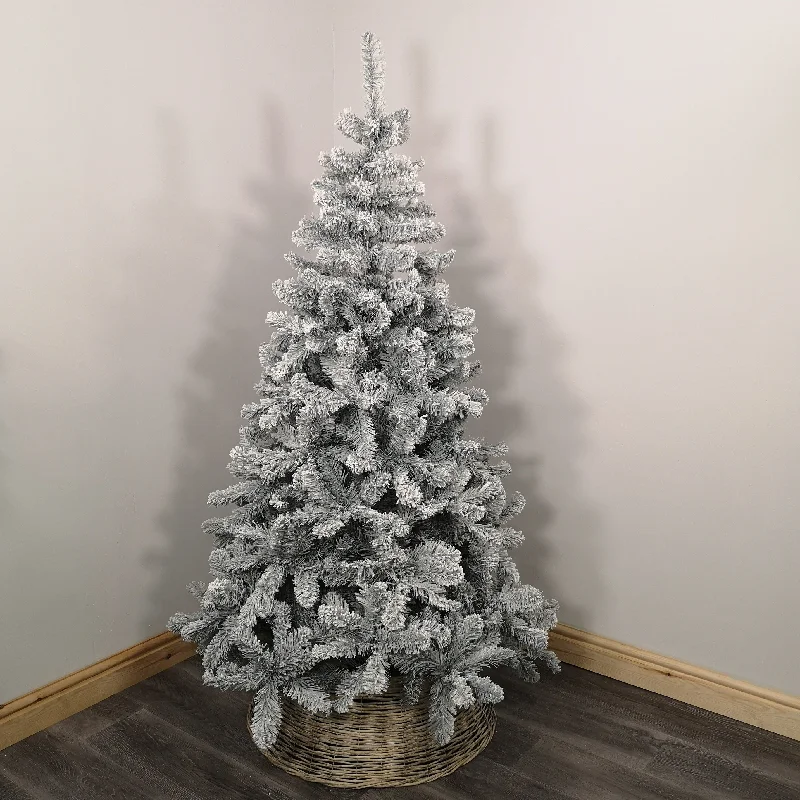 Kaemingk 8ft (240cm) Flocked Snowy Imperial Pine Hinged Christmas Trees