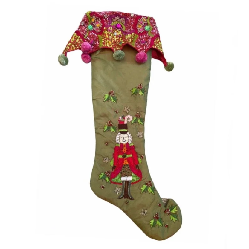 Katherine's Collection Nutcracker Embroidered Christmas Stocking