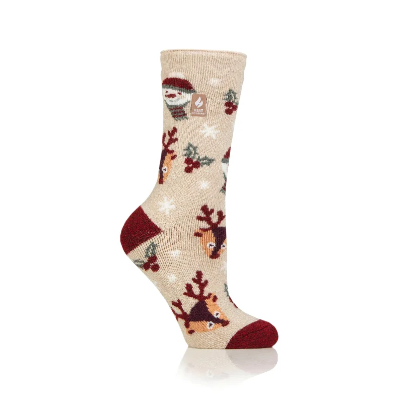 Ladies Lite Christmas Socks - Snowy Christmas