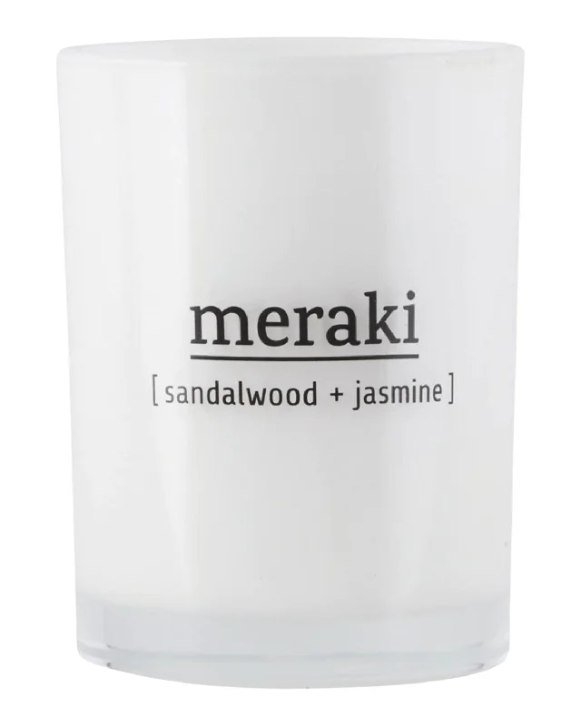 Large Candle | Sandalwood & Jasmine | 35 Hour Burn Time | by Meraki