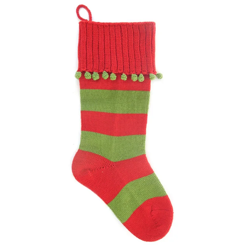 Large Stripe Rib-Cuff Stocking