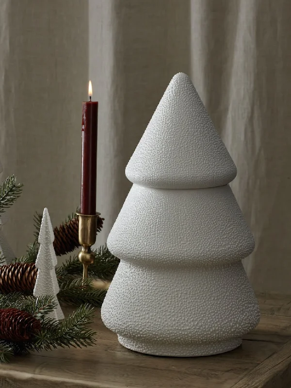 Large White Ceramic Textured Tree Jar