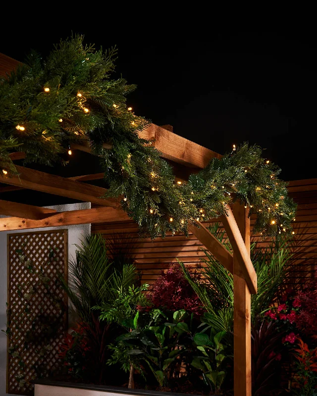 LINK PRO Linkable Pre-Lit Natural Fir Garland, 3 m