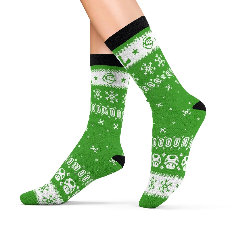 Luigi Cushion Socks Christmas Sweater Socks