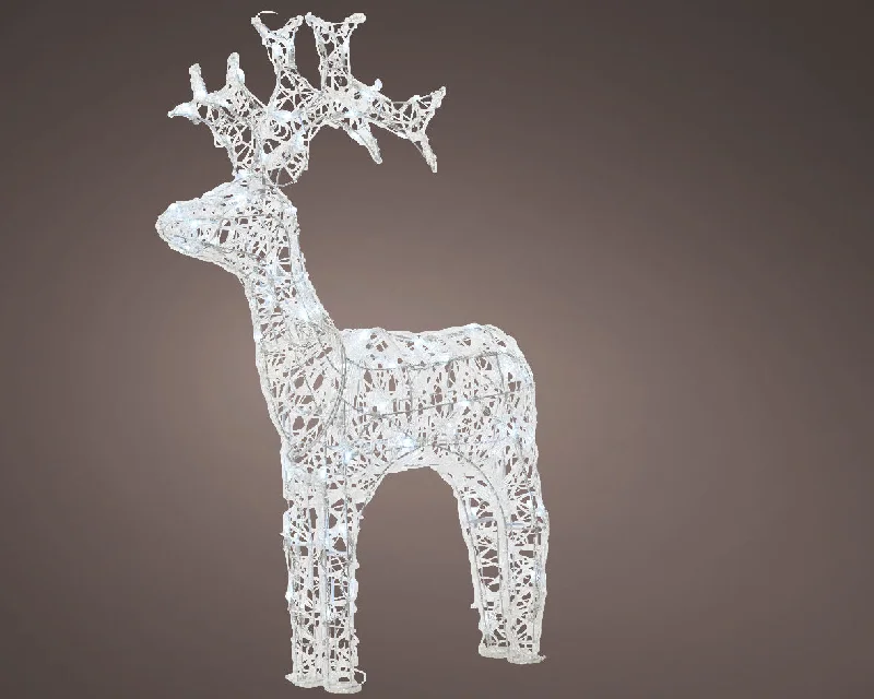 Lumineo 116cm LED Cool White Acrylic Reindeer