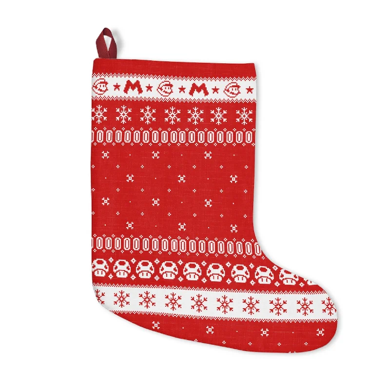 Mario Sprite Retro Video Game Christmas Stocking