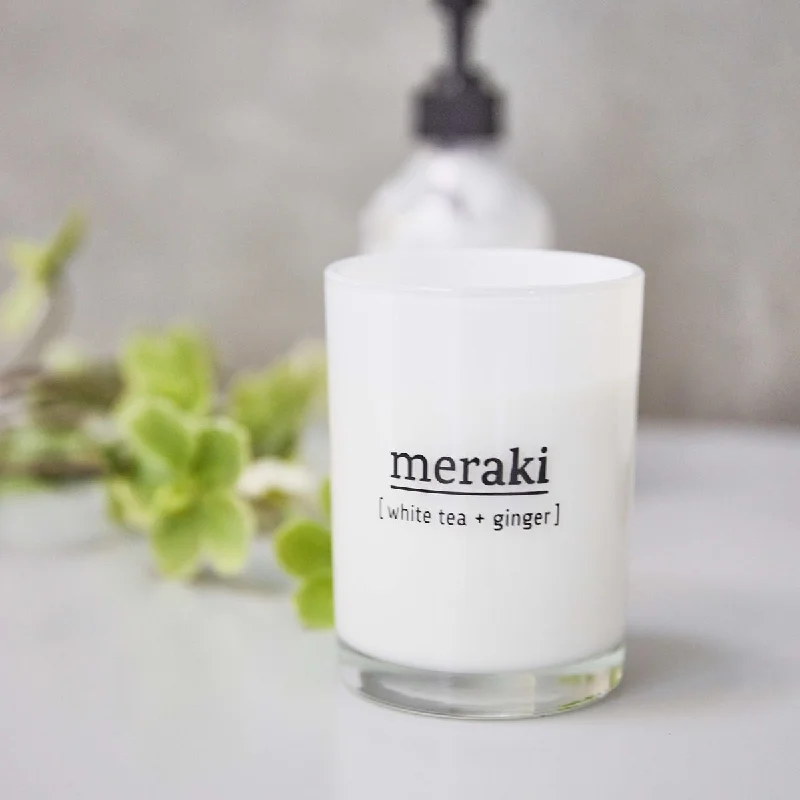 Large Candle | White Tea & Ginger | 35 Hour Burn Time | by Meraki