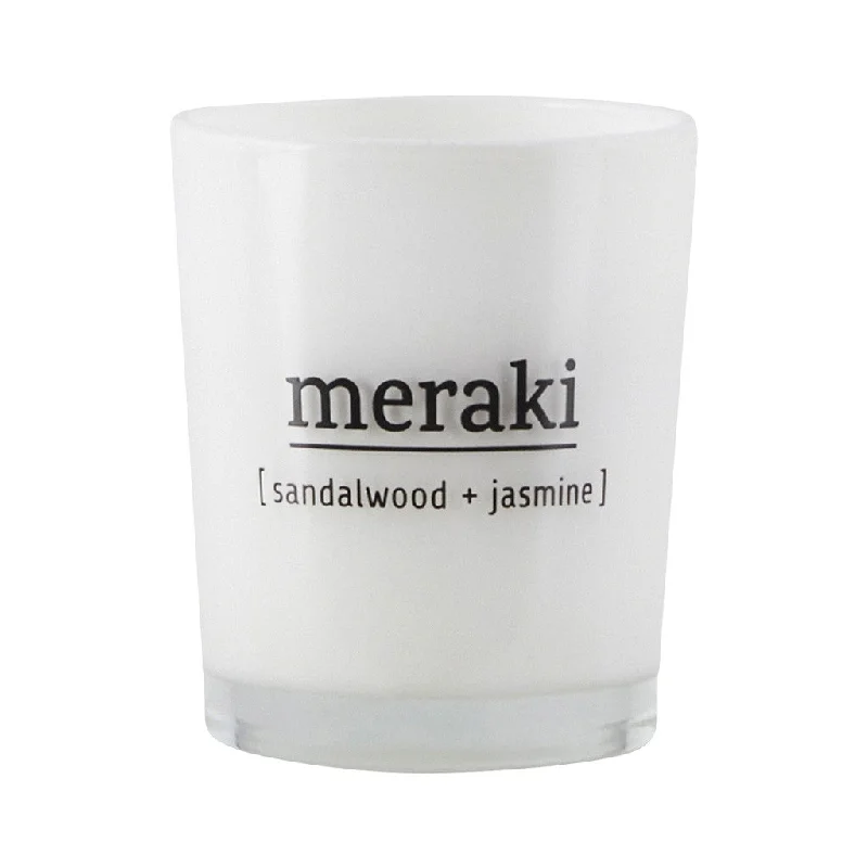 Small Candle | Sandalwood & Jasmine | 12 Hour Burn Time | by Meraki