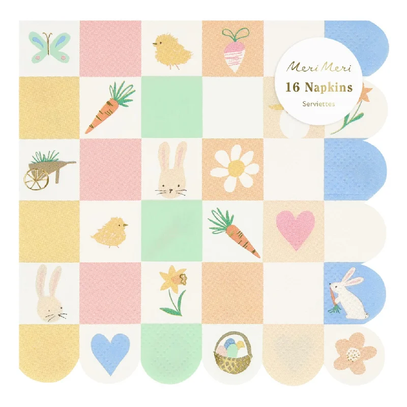 Meri Meri: Easter Icon Checkerboard Small Napkins (x16)