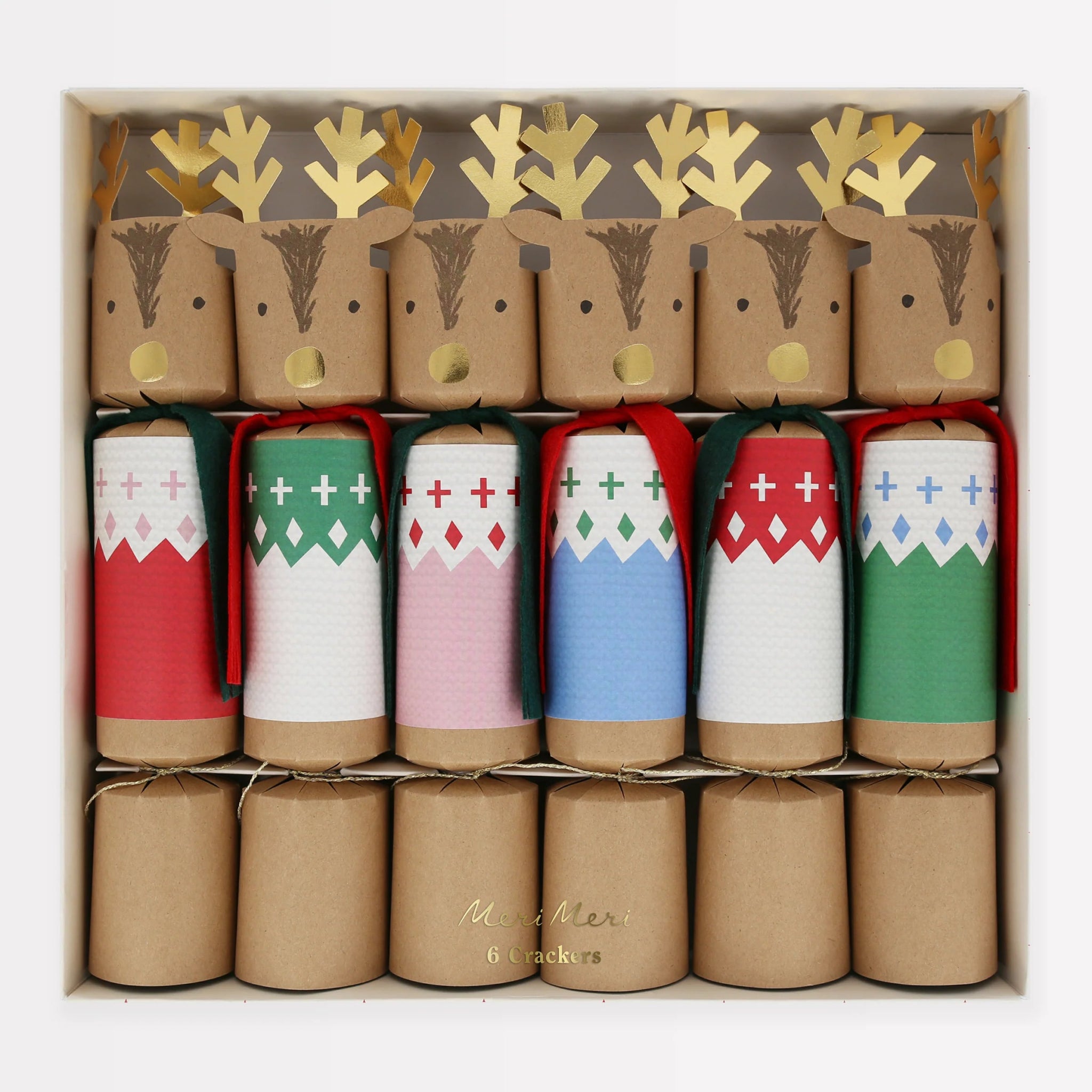 Meri Meri: Woodland Jumper Reindeer No-Snap Christmas Crackers x 6