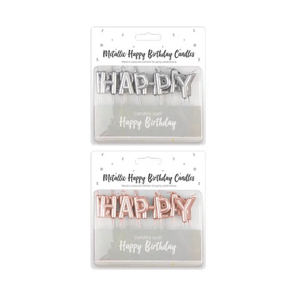 Metallic Happy Birthday Candles