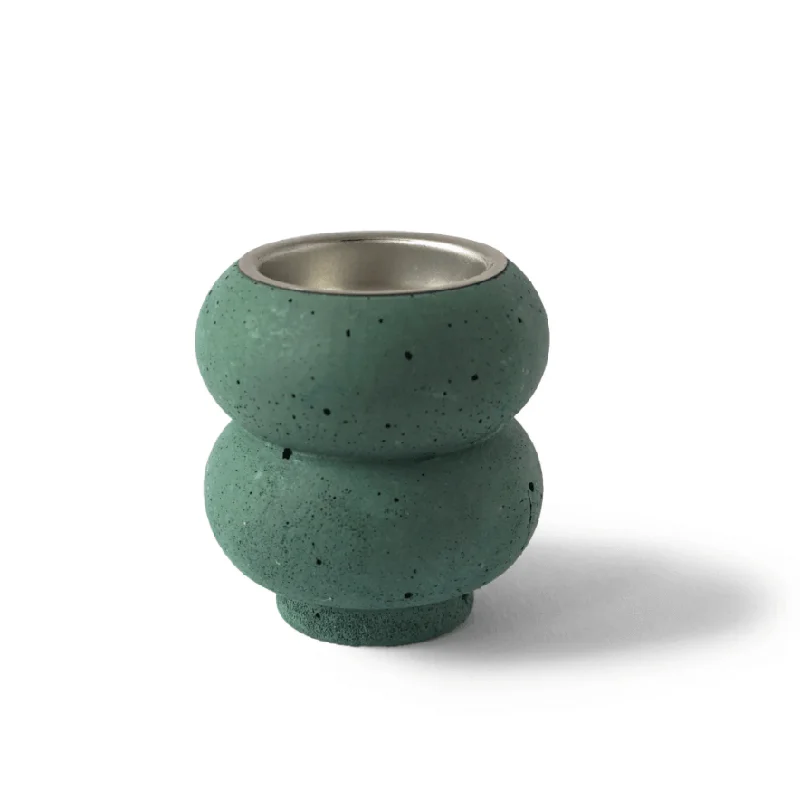 Midi Stacking Tealight Holder | Pine Green | Concrete | by Studio Emma