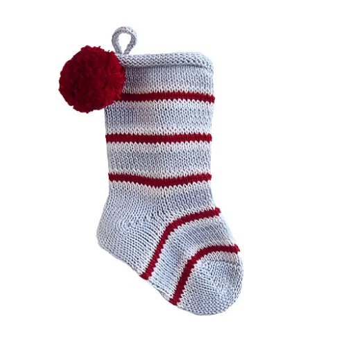 Mini Candy Stripe Stocking in Grey